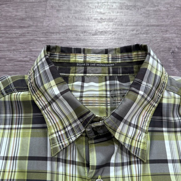 Kuhl Shirt Mens Medium Green Plaid‎ Hiking Polyester Short Sleeve Outdoor Gorp - Picture 3 of 12